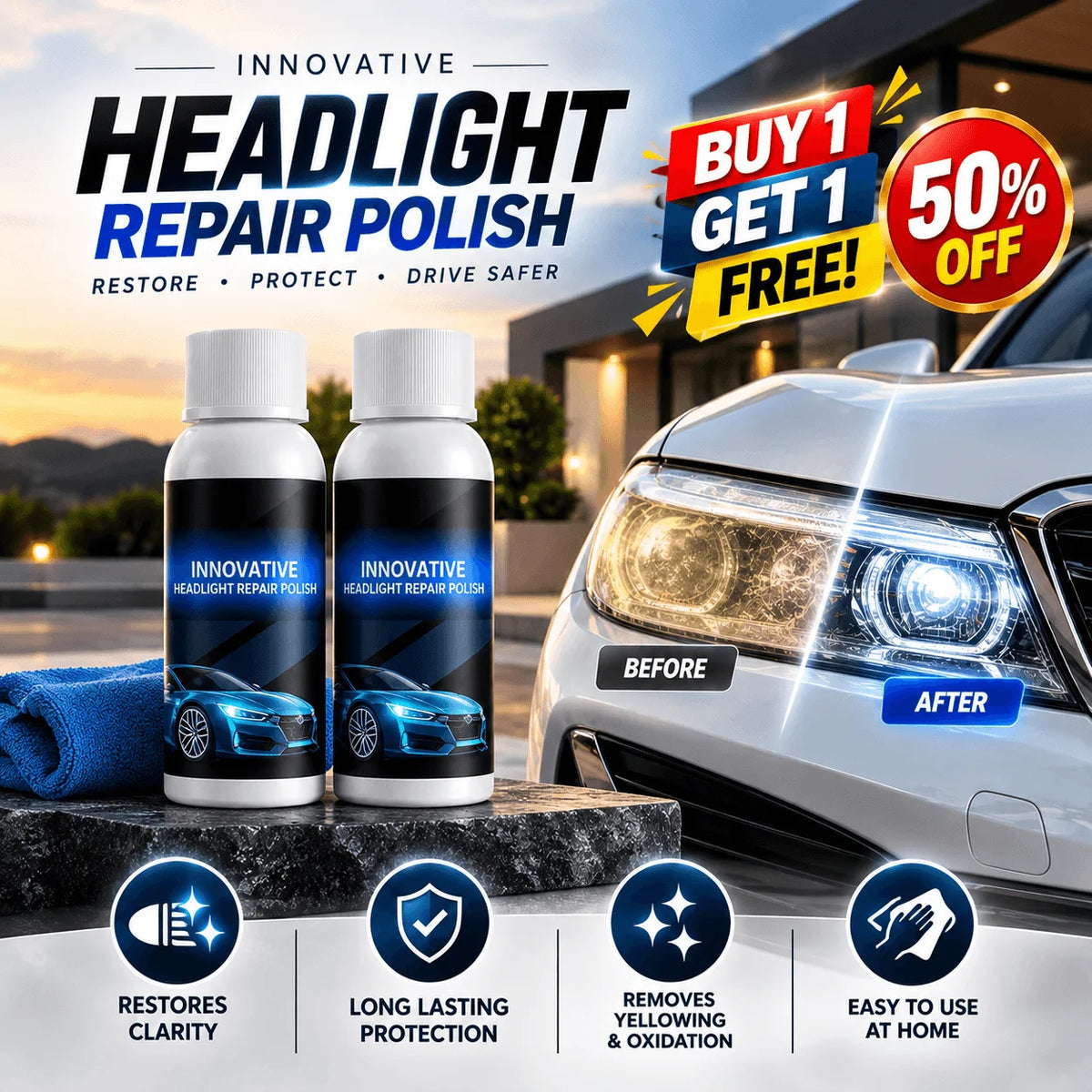 Innovative Headlights Repair Polish - Buy 1 Get 1 Free 🔥